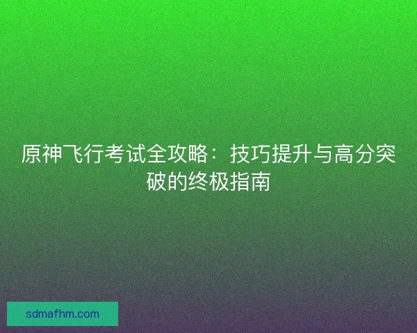 原神飞行考试全攻略：技巧提升与高分突破的终极指南