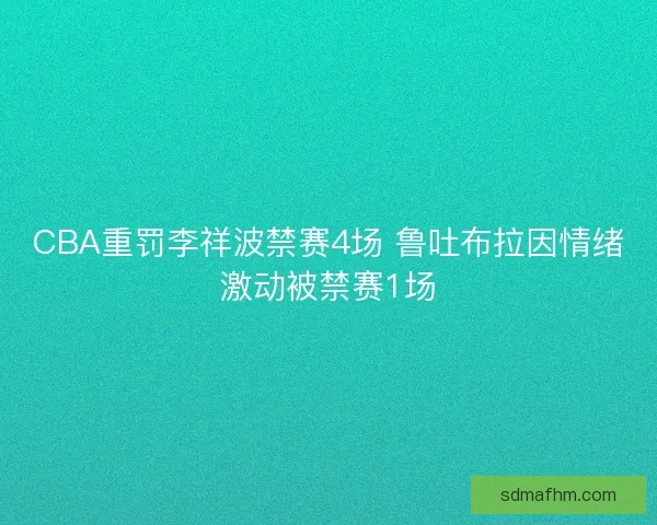 CBA重罚李祥波禁赛4场 鲁吐布拉因情绪激动被禁赛1场