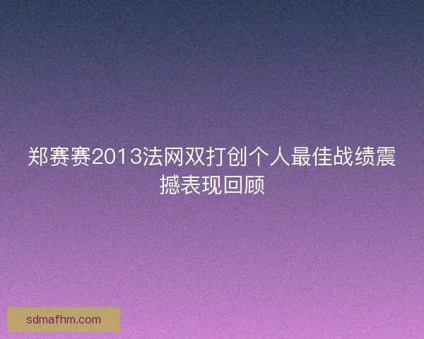 郑赛赛2013法网双打创个人最佳战绩震撼表现回顾