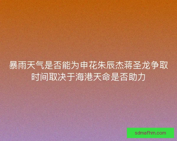暴雨天气是否能为申花朱辰杰蒋圣龙争取时间取决于海港天命是否助力